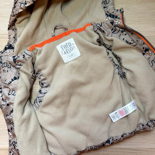 Baby Boy 3-6 months F&F Brown Dinosaur Fleece Lined Bodywarmer (25 17)