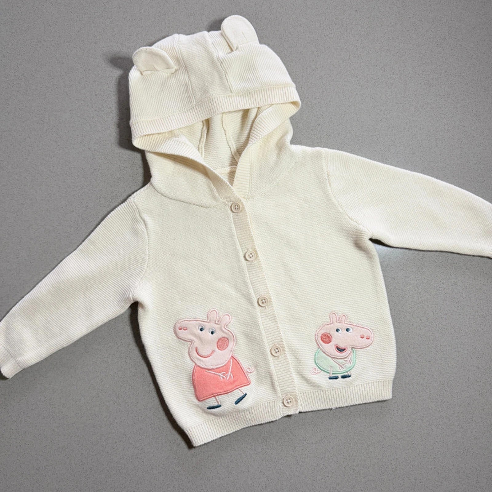 Baby Girl 3-6 months Peppa Pig White Hooded Cardigan (60 07)