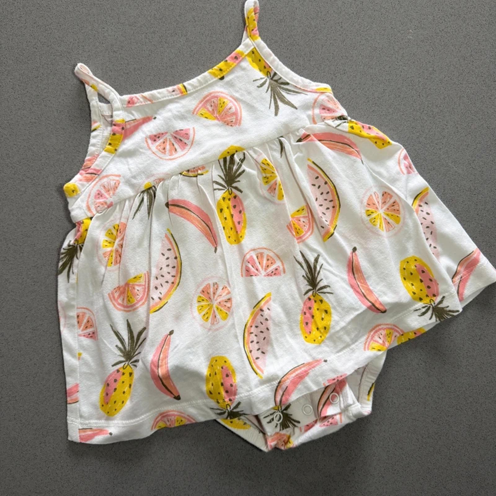 Baby Girl 12 months Carters White Fruit Sun Dress Integral Bodysuit (63 06)
