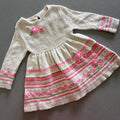 Baby Girl 3-6 months Jillian's Closet Beige Pink Knitted Long Sleeve Dress (4422