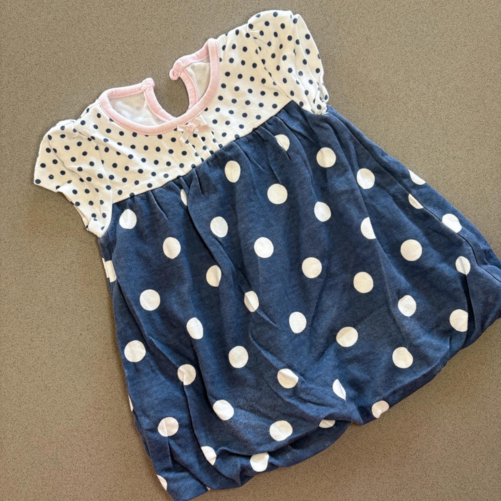 Baby Girl 3-6 months George Blue White Spotty Puffball Hem Dress (31 05)