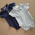 Baby Boy 0-3 months Marks and Spencer Set 2 Blue Collared Bodysuits (40 14)