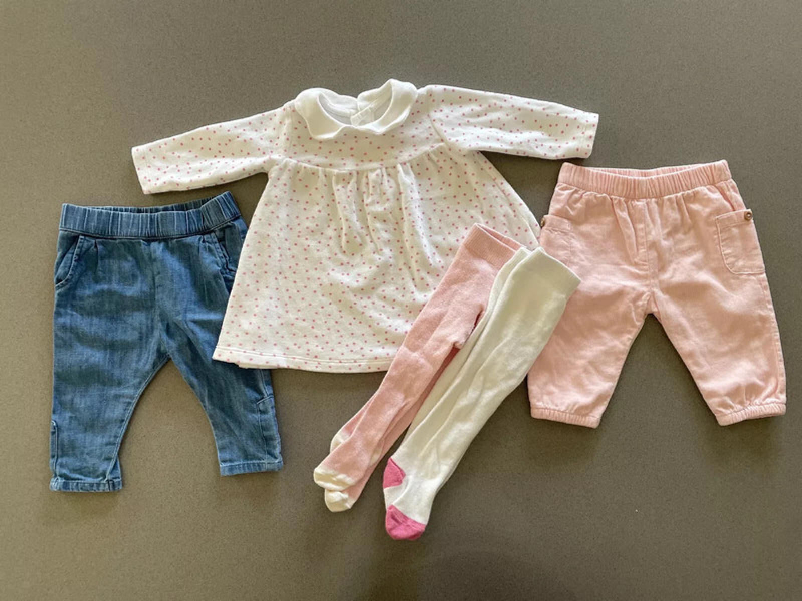 Baby Girl 0-3 months Marks and Spencer Bundle Pink Blue Trouser Tunic (38 33)