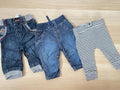Baby Boy 0-3 months George 2 Pairs of Jeans & 1 Pair Leggings Trousers (40 02)
