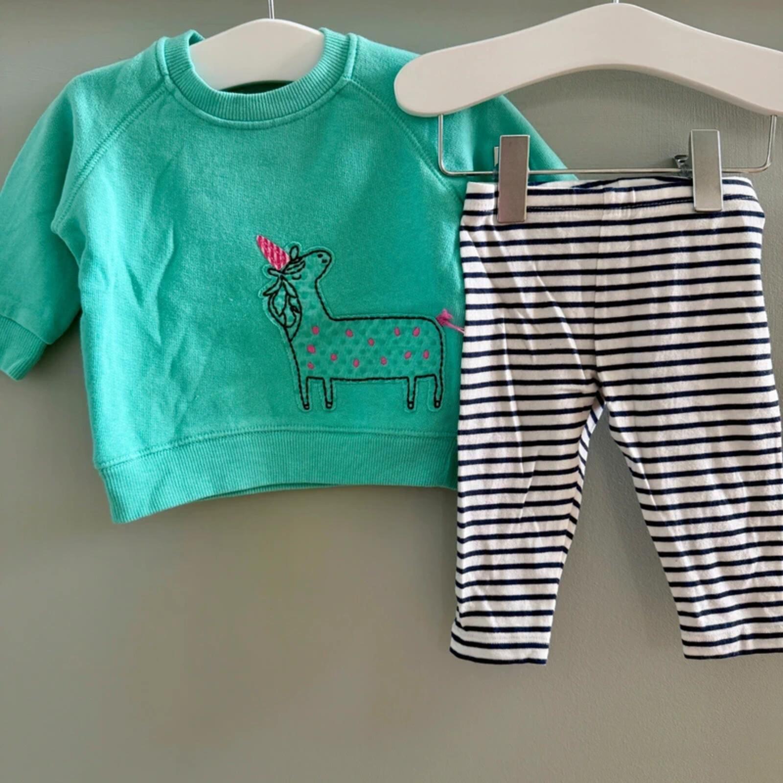Baby Girl 0-3 months Next Green Unicorn 2 Piece Outfit (34 35)