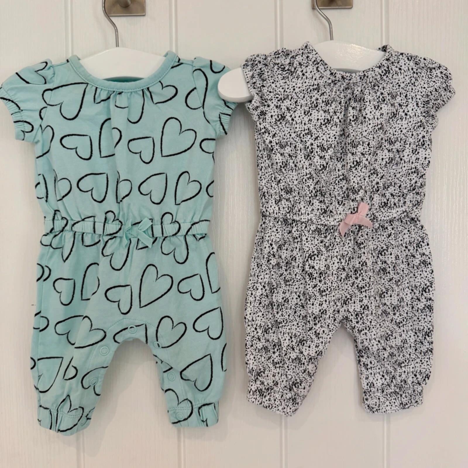 Baby Girl Newborn Carters Simple Joys 2 Short Sleeve Rompers (56 23)