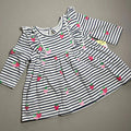 Baby Girl 0-3 months Matalan Blue Striped Strawberry Dress Ruffles BNWT (60 11)
