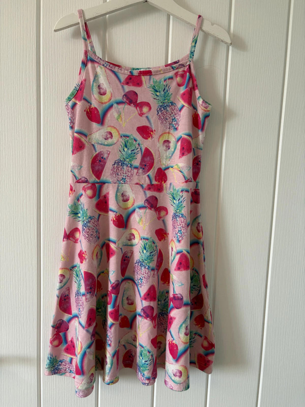 Girl age 7-8 years Blue Zoo Pink Summer Jersey Sun Dress Fruits (42 01)