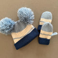 Boy age 2-3 years George Blue White Bobble Hat & Mittens Set (35 35)