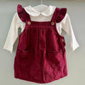 Baby Girl 0-3 months TU Burgandy Corduroy Pinafore Dress Set BNWT(35 24)