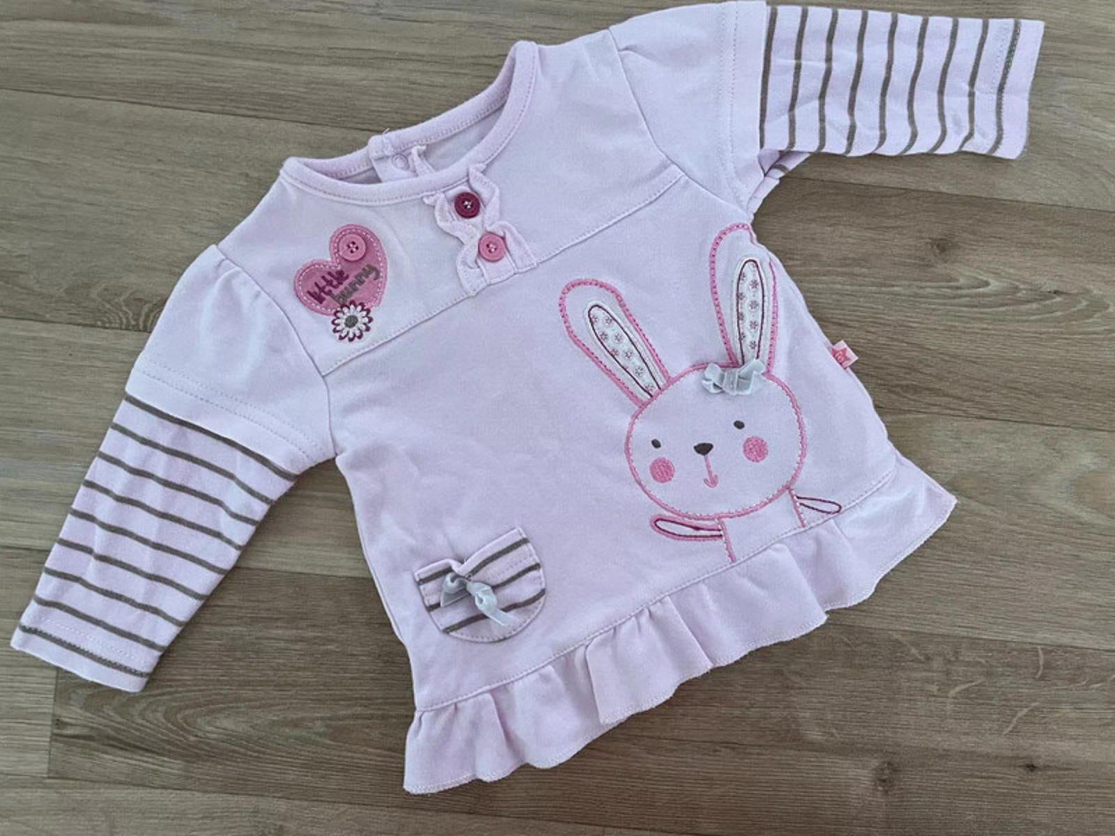 Baby Girl Newborn Bebe Cool Pink Long Sleeve Peplum  Bunny Top (49 28)