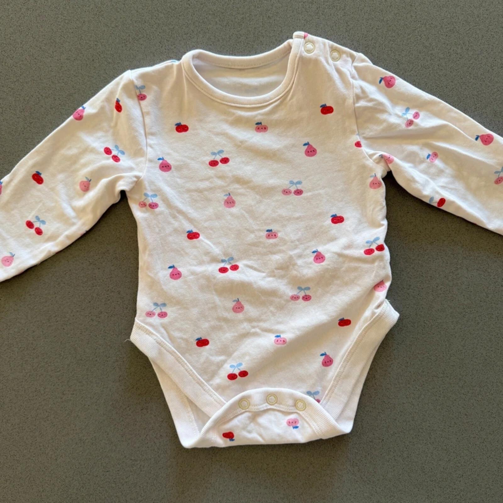 Baby Girl 3-6 months George white Fruit Long Sleeve Bodysuit (20 04)