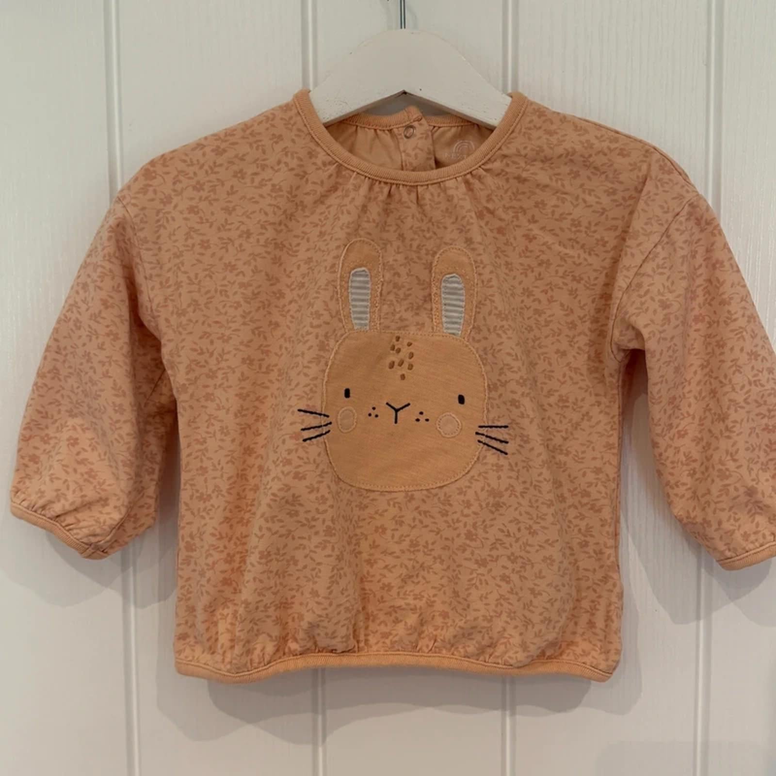 Baby Girl 9-12 months Next Peach Bunny Applique Top (57 08)