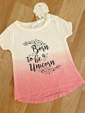 Baby Girl 18-24 months Babytown Pink White Ombre Born to Be a Unicorn T-shirt BNWT New (54 35)
