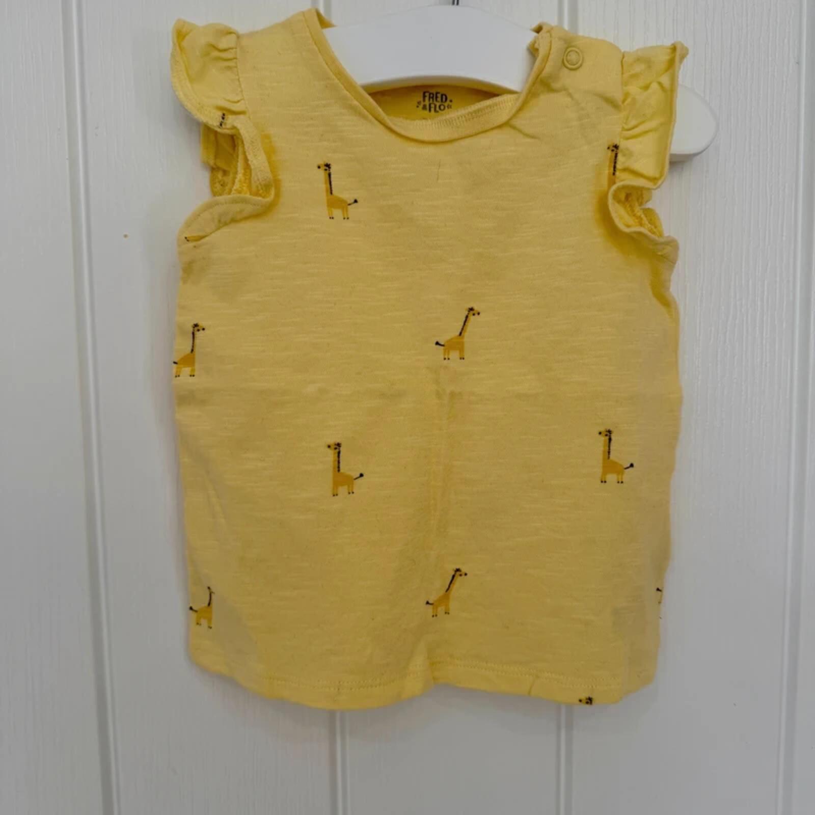 Baby Girl 3-6 months F&F Set 3 Summer Tops Giraffe Animals (56 30)
