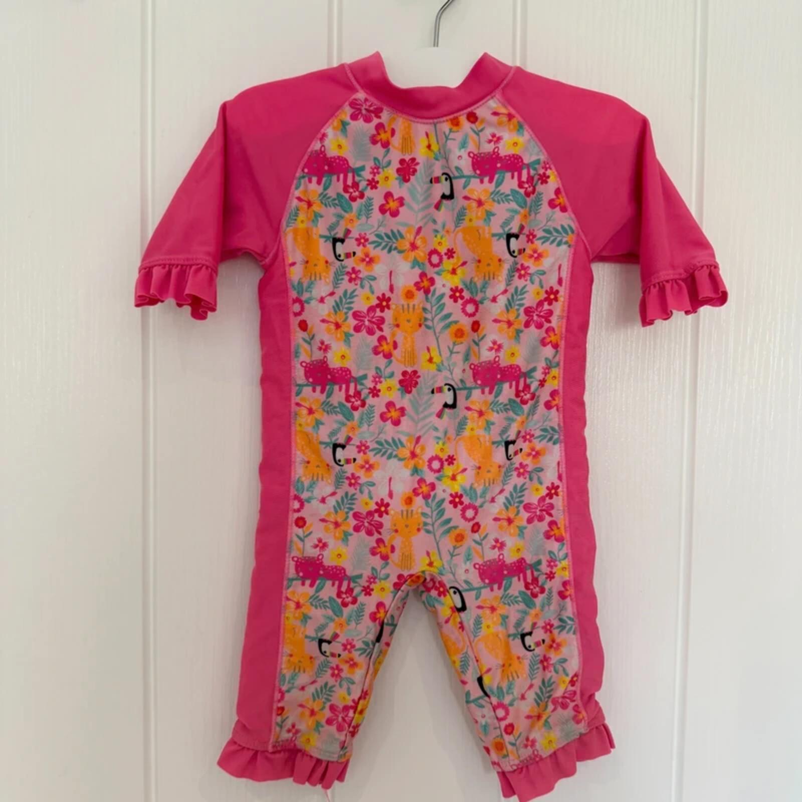 Baby Girl 6-9 months Pink Toucan One Piece Swimming Suit (21 25)
