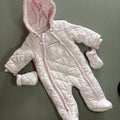 Baby Girl 6-9 Months Babaluno Pink Quilted Snowsuit  Detachable Mittens (16 20)