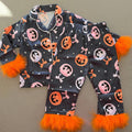 Baby Girl 9-12 months Black Orange Halloween Silky 2 Piece Outfit (60 56)