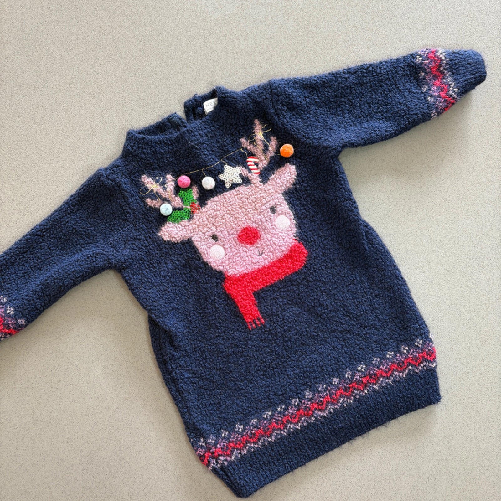 Baby Girl 3-6 months Next Christmas Rudolph Jumper Dress Sequins (30 02)