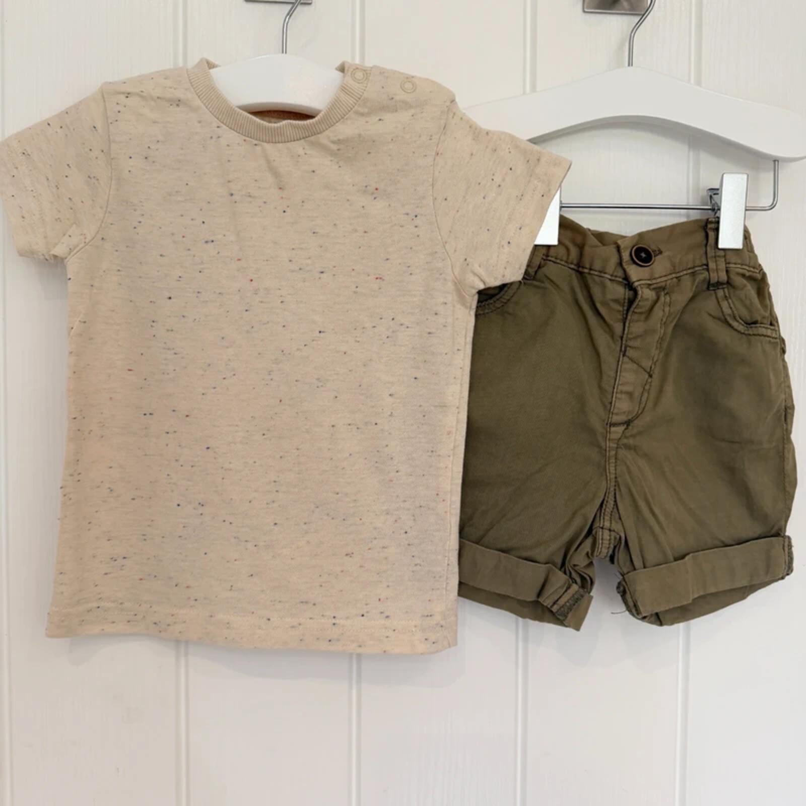 Baby Boy 12-18 months Nutmeg Shorts & T-shirt Summer Set (54 25)