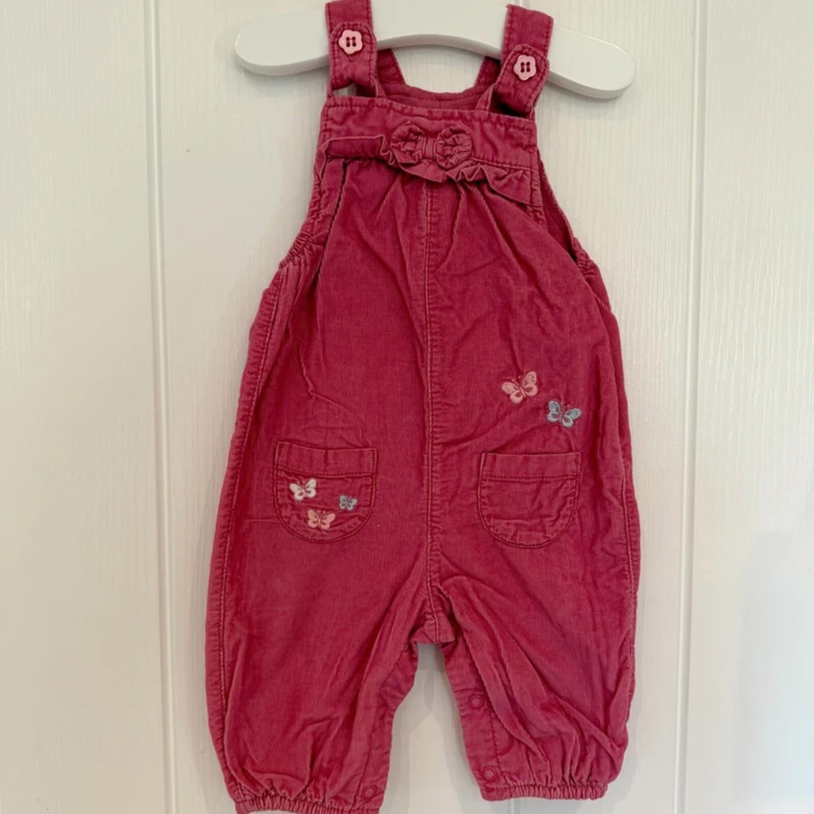 Baby Girl 3-6 months George Pink Corduroy Dungarees Embroidered (41 09)