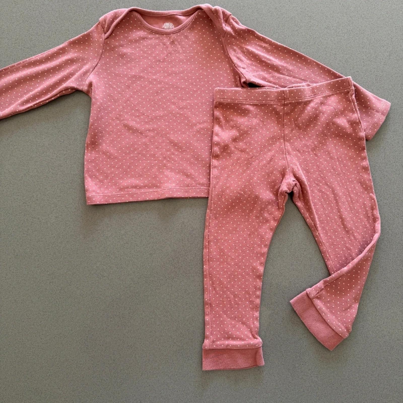 Baby Girl 18-24 months F&F Pink White spotty 2 Piece Pajama Outfit (58 34)