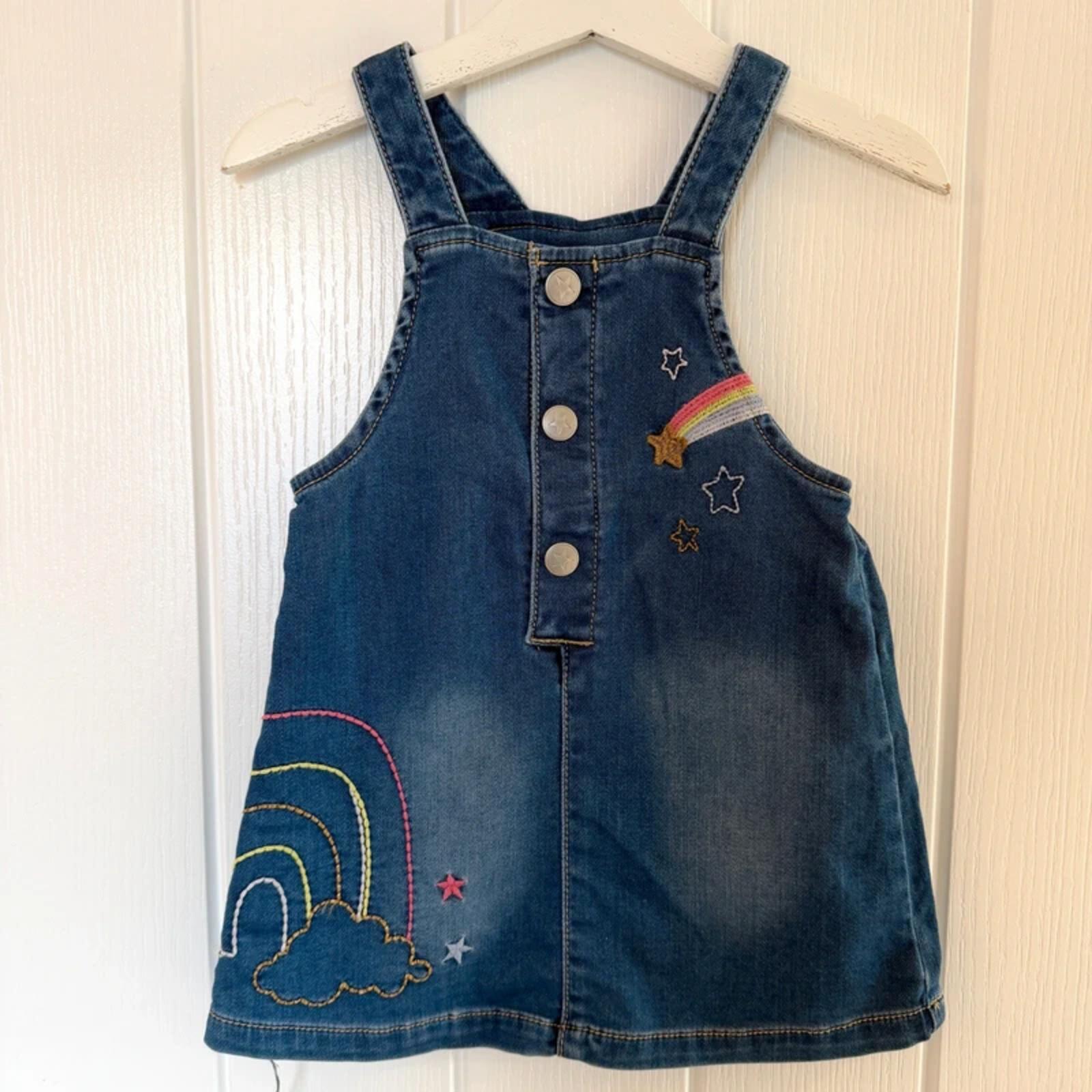 Baby Girl 9-12 months Blue Zoo Blue Denim Unicorn Pinafore Dress (18 05)