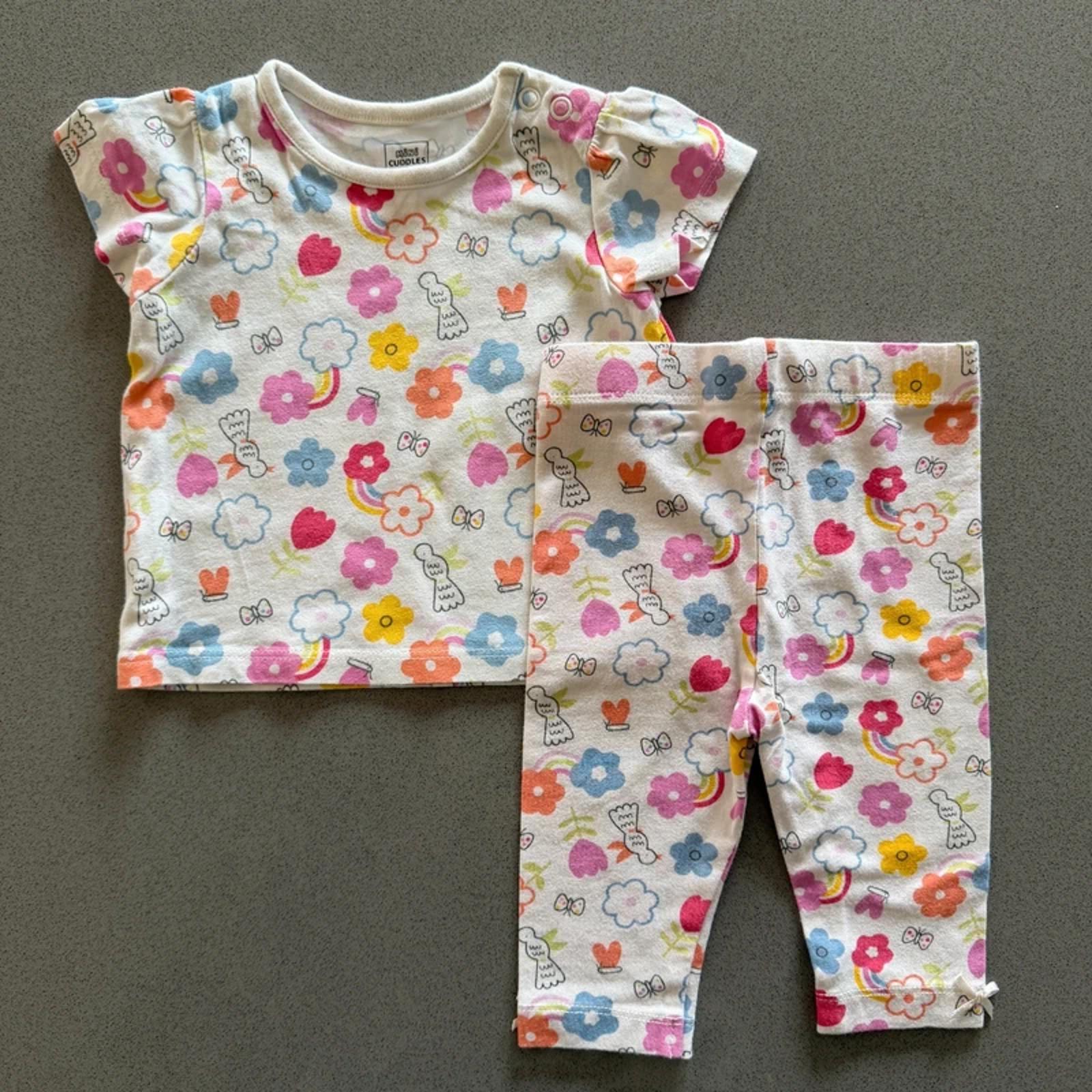 Baby Girl 0-3 months Mini Cuddles Short Sleeve Summer Outfit Flowers (46 11)