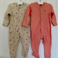 Baby Girl 3-6 months Marks and Spencer 2 Pink Beige Sleepsuits Babygrows (38 10)