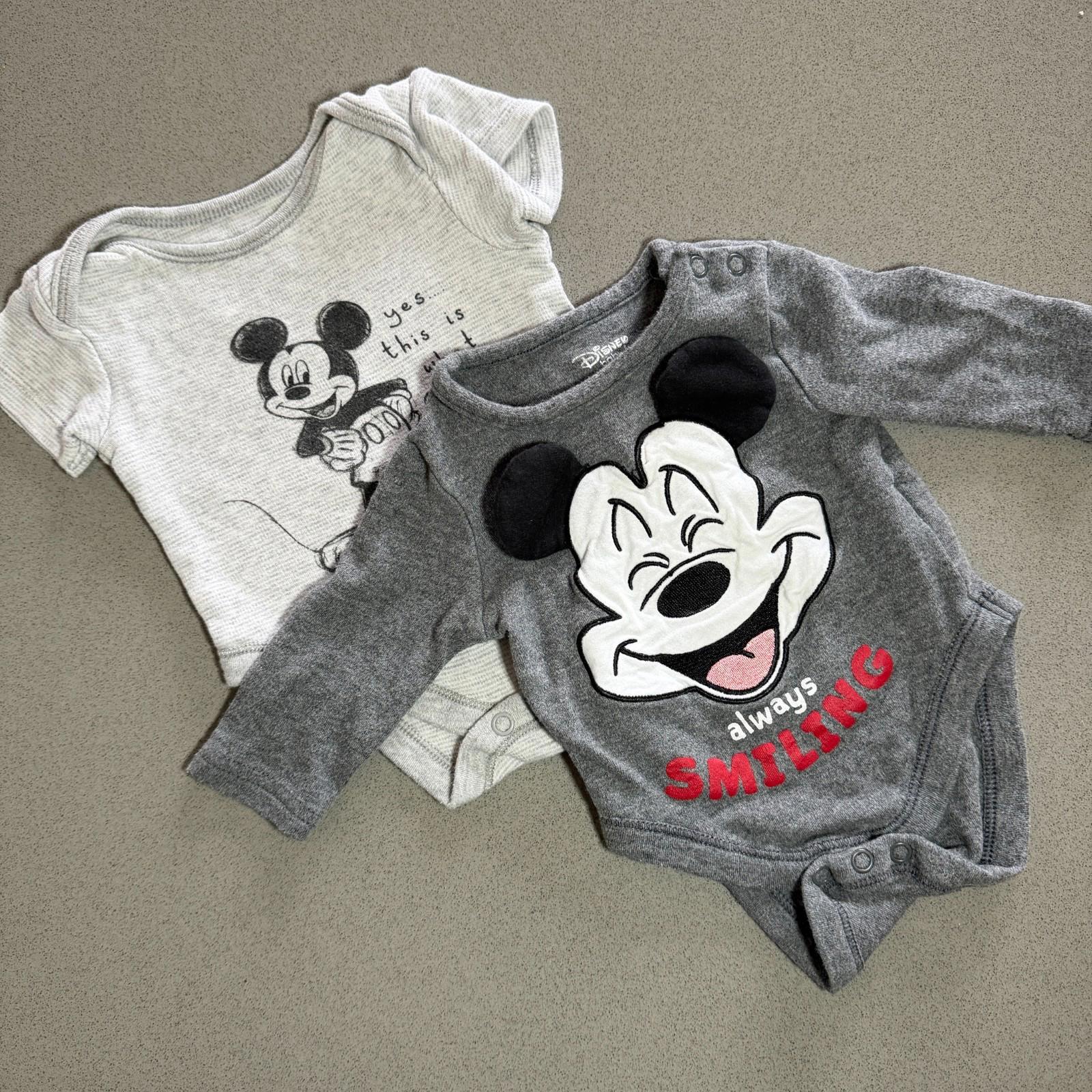 Baby Boy 0-3 months Disney Baby 2 Grey Mickey Mouse Bodysuits (39 12)