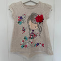 Baby Girl 12-18 months TU Embellished Girl with Flowers Short Sleeve Top (48 04)