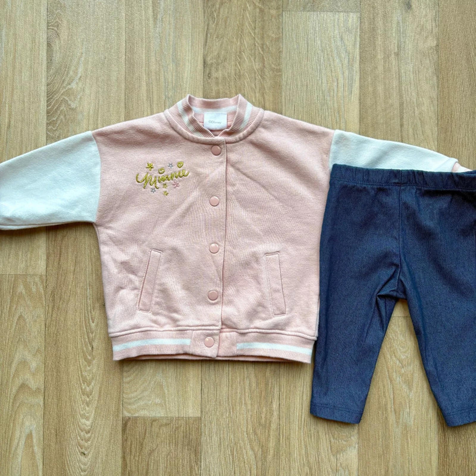 Baby Girl 3-6 months Disney Minnie Mouse Pink Varsity Style Outfit (37 18)