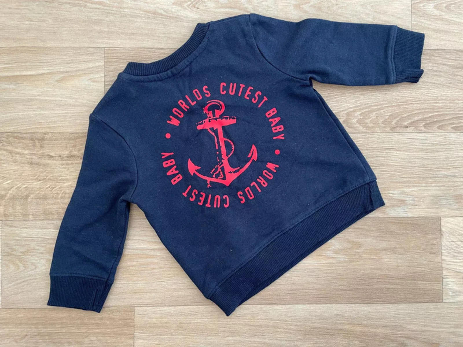 Baby Boy 0-3 months F&F Blue Long Sleeve Casual Top Worlds Cutest Baby (22 07)
