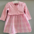 Baby Girl 6-9 months George Pink Long Sleeve Checked Dress (56 18)