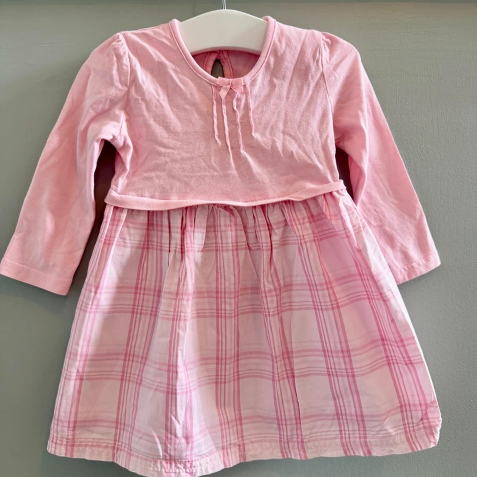Baby Girl 6-9 months George Pink Long Sleeve Checked Dress (56 18)