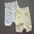Baby Girl 0-3 months F&F Set 2 Bunny Themed Yellow White Rompers (52 20)
