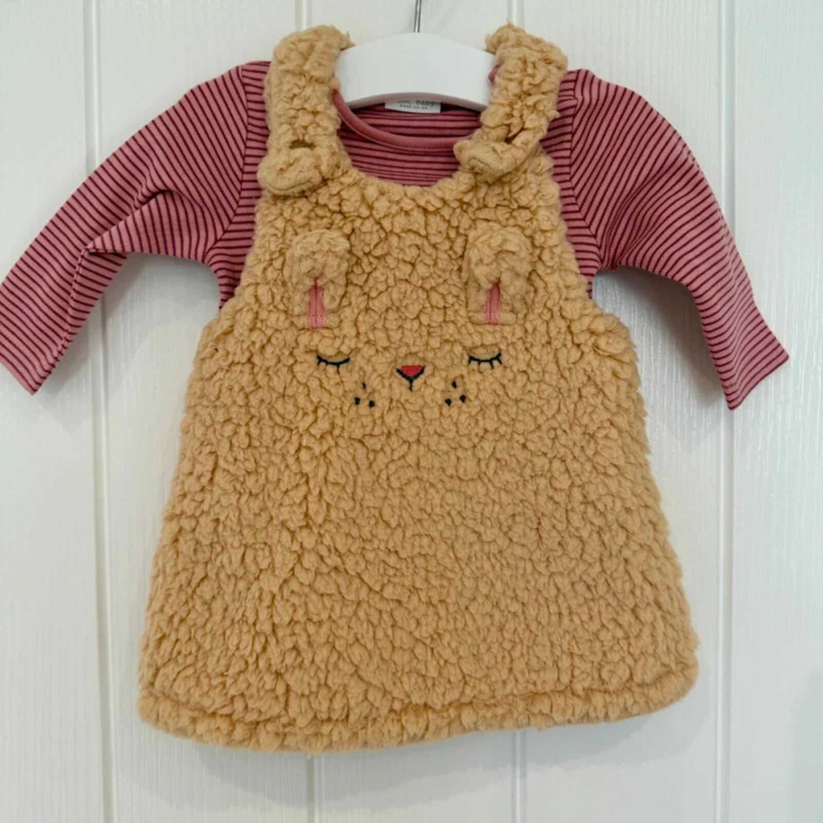 Baby Girl 0-3 months Next 2 Piece Fluffy Pinafore Dress Set (60 01)