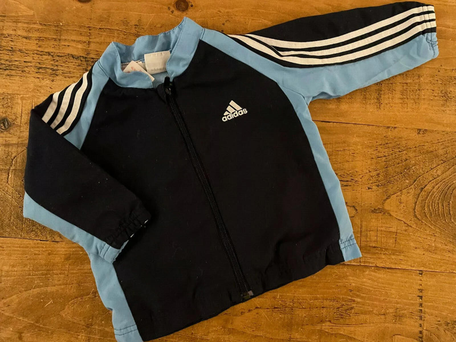 Baby Boy 12 months Adidas Blue Full Zip Three Stripe Jacket (43 17)