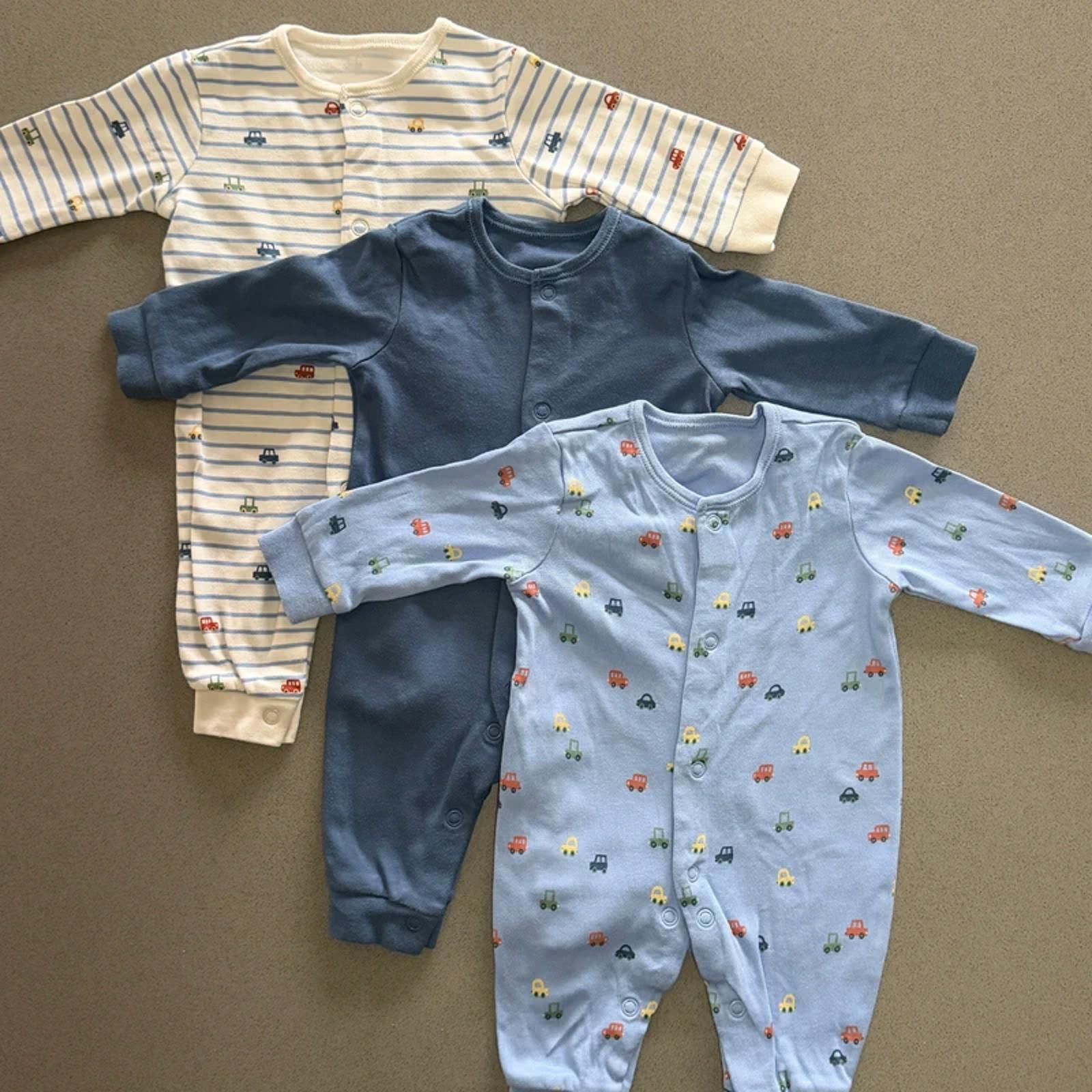 Baby Boy First Size 4.1 kg George Blue White Transport Themed Romper Set (56 24)
