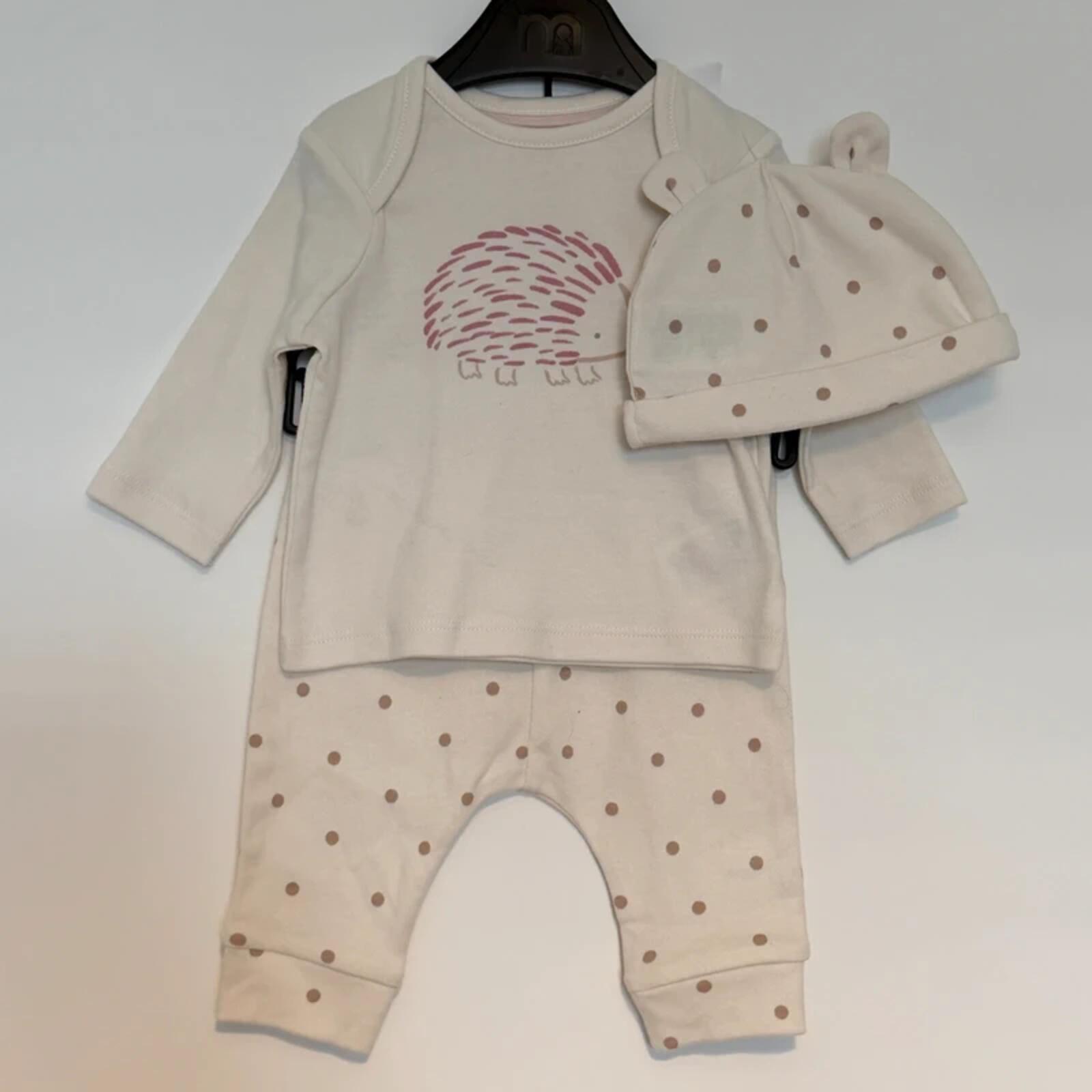 Baby Girl 1 month 4.5 kg Mothercare 3 Piece Outfit Hedgehog (15 12)