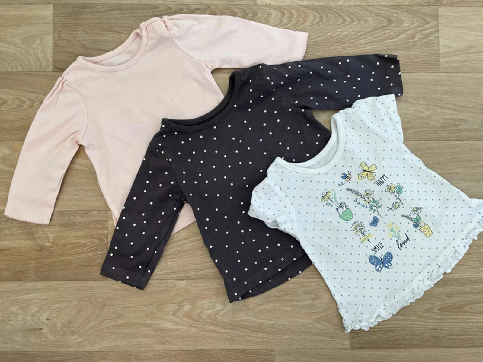 Baby Girl 0-3 months Nutmeg George Three Tops Spots Flowers Plain (45 02)
