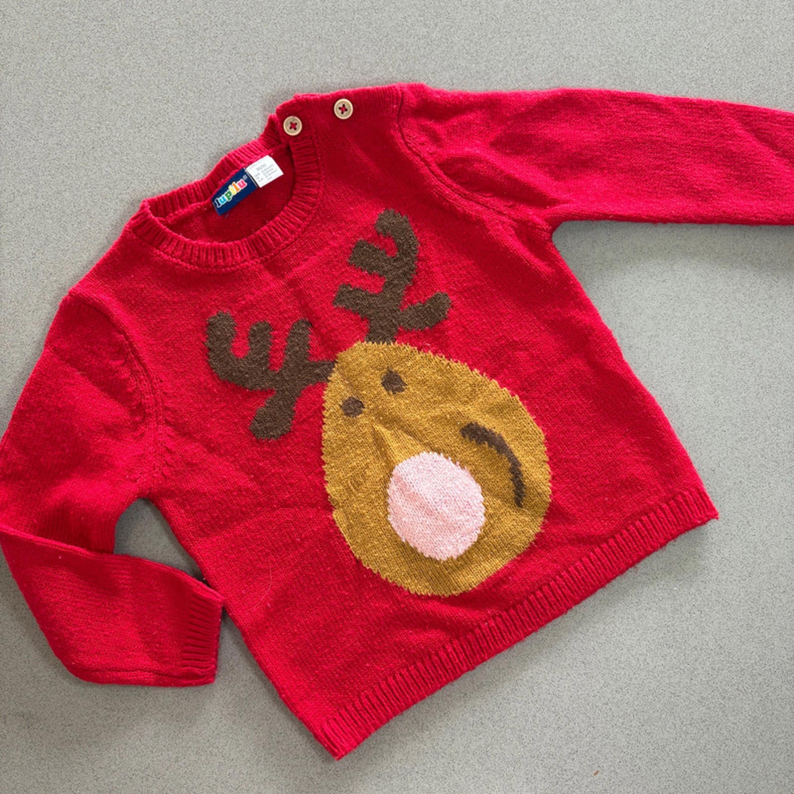 Baby Boy Girl Unisex 12-14 months Red Rudolph Christmas Jumper Musical (30 25)