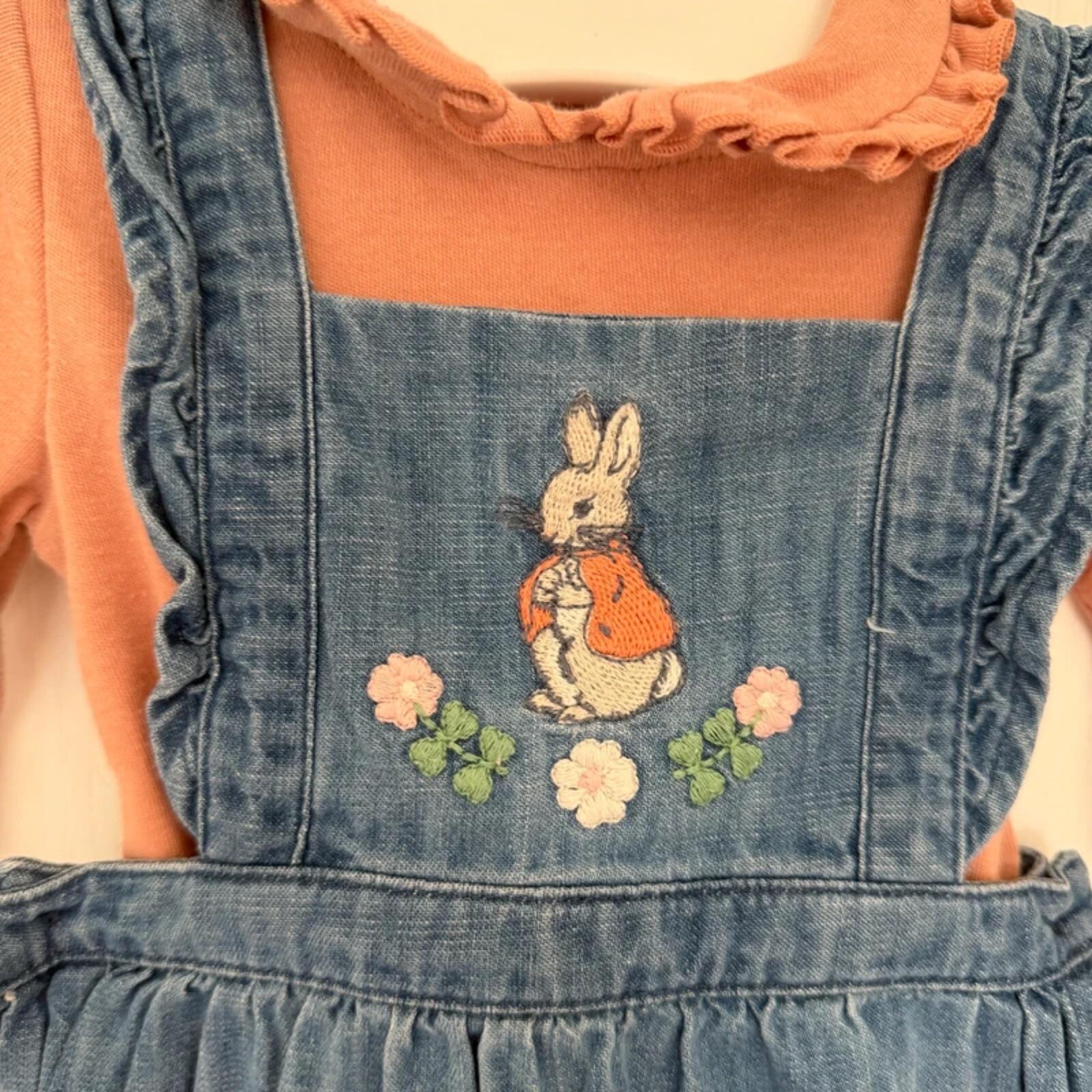 Baby Girl 3-6 months Marks and Spencer Blue Denim Peter Rabbit Pinafore Dress (61 30)