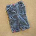 Baby Girl 0-3 months Cherokee Elasticated Jeans with Pink Flower Buttons (45 01)