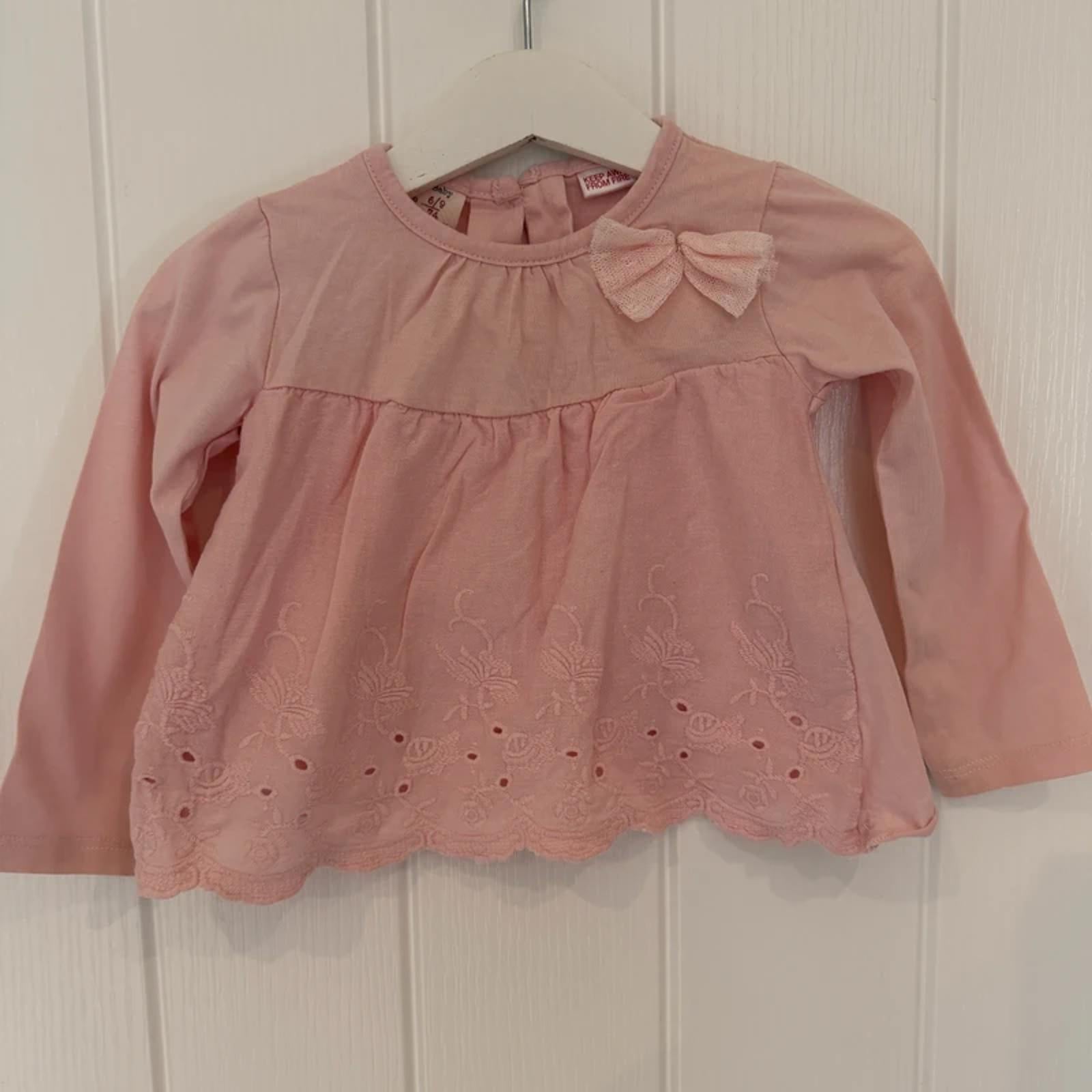 Baby Girl 6-9 months Zara Pink Long Sleeve Tunic With Bow (59 25)