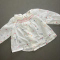Baby Girl 0-3 months Zara Mini White Long Sleeve Smocked Top Bird Design (48 27)