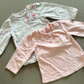 Baby Girl 9-12 months George 2 Long Sleeve T-Shirts Pink Grey (53 10)