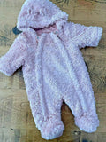 Baby Girl 0-3 months George Blush Pink Furry Fully Lined Snow Suit  (42 12 50)