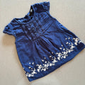 Baby Girl 12-18 months George Blue Embroidered Summer Cap Sleee Top (38 14)