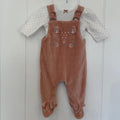 Baby Girl First Size 4.1 kg George Blush Footed Velour Dungaree Set (39 26)